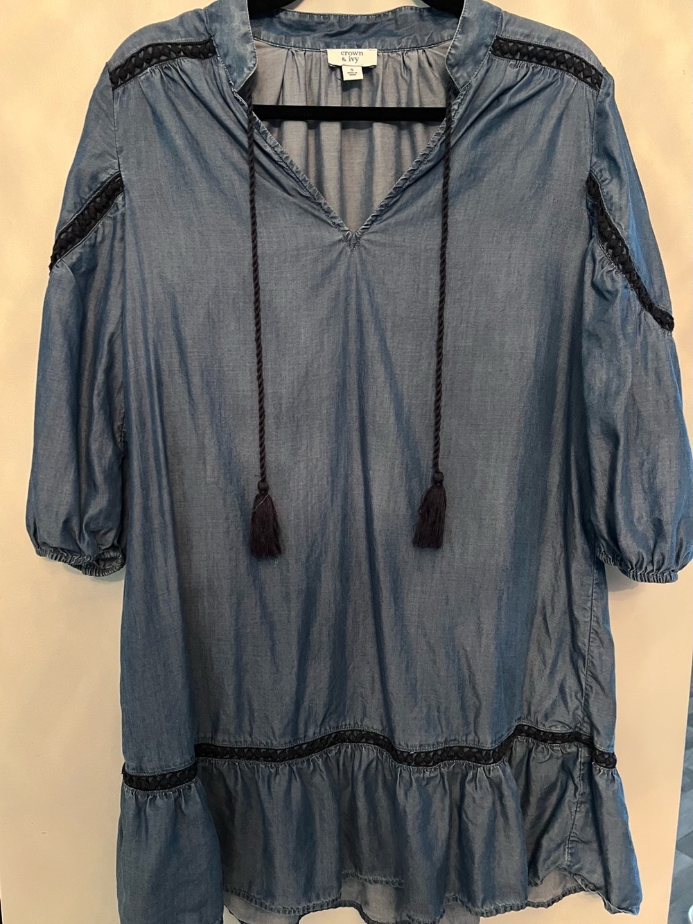 crown & ivy Light Blue Denim Long Sleeve Tunic Dress - Picture 2 of 4